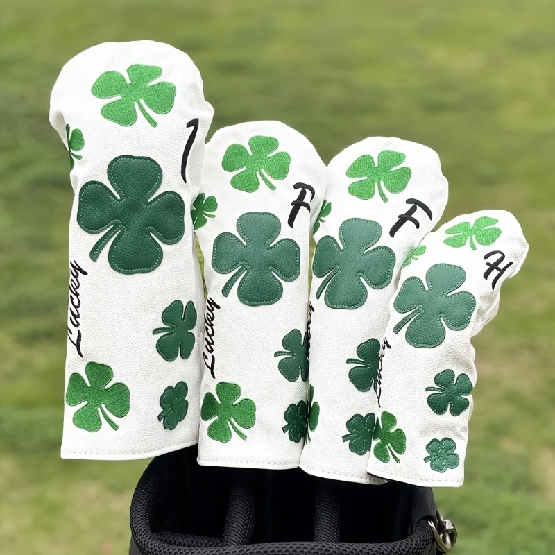 Golf Equipment Organizer - Stilvolle Kleeblatt-Golfschlägerhauben – Robustes Weiß mit
